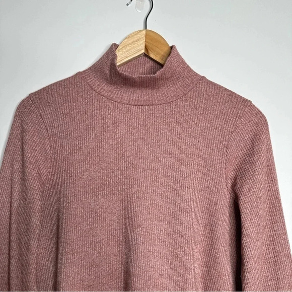 Madewell Pink Ribbed Mock Neck Sweater Size Large - Picture 4 of 9